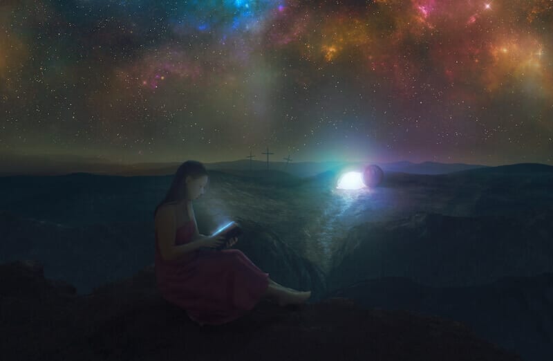 the resurrection showing a woman reading her bible