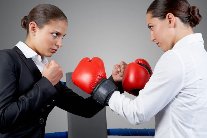the Spirit and the flesh showing two women in a boxing match