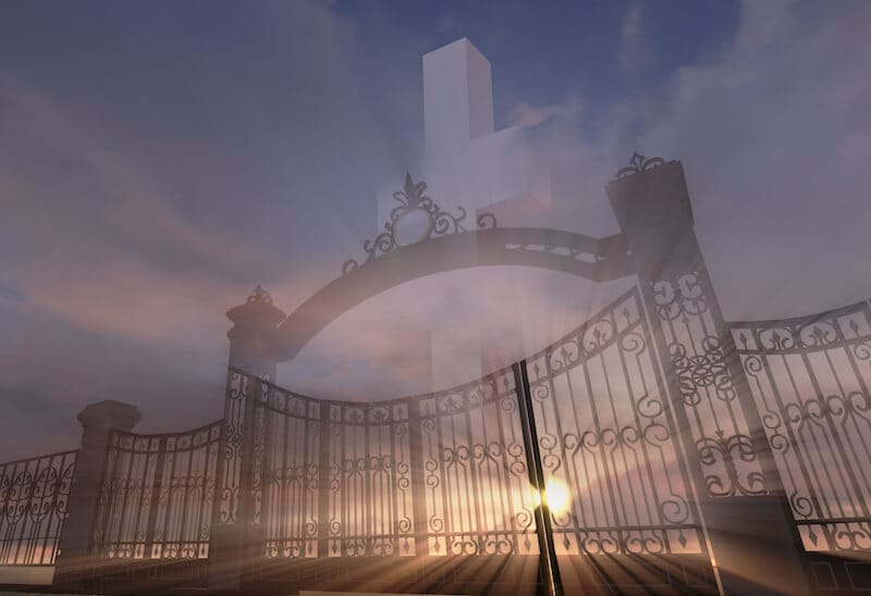 the love of God for Daniel showing a gate and the cross