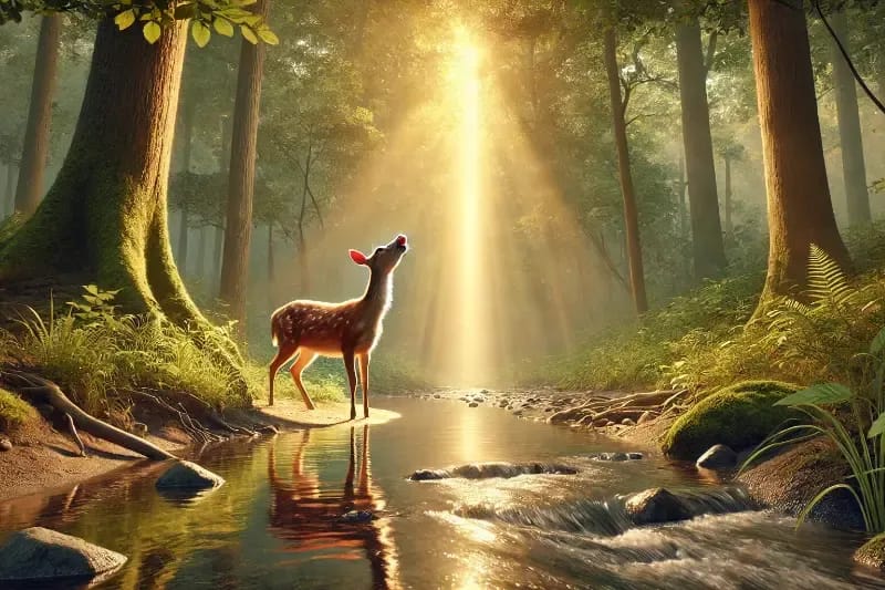 deer that is panting for water