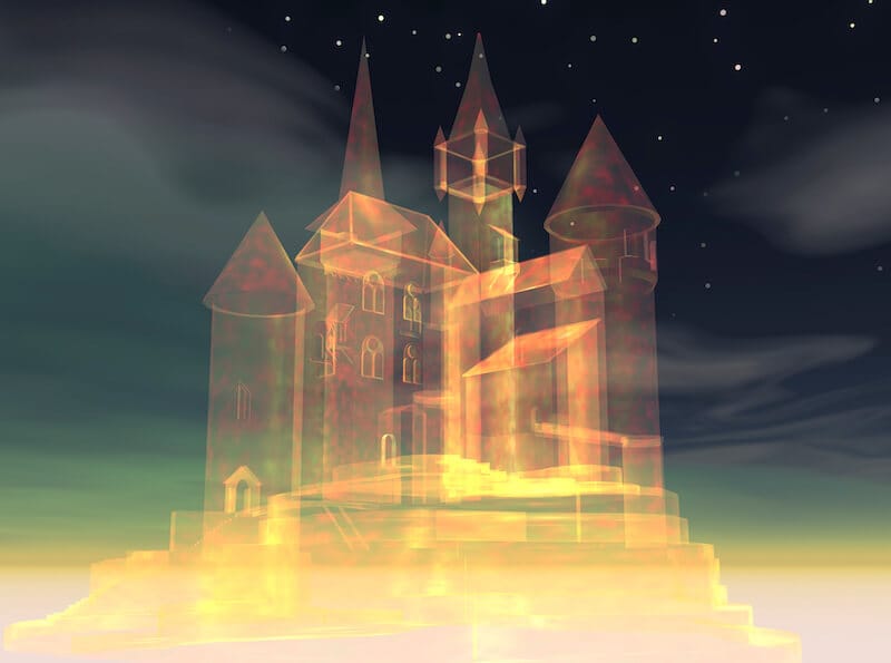 heaven invading earth showing a castle in the sky