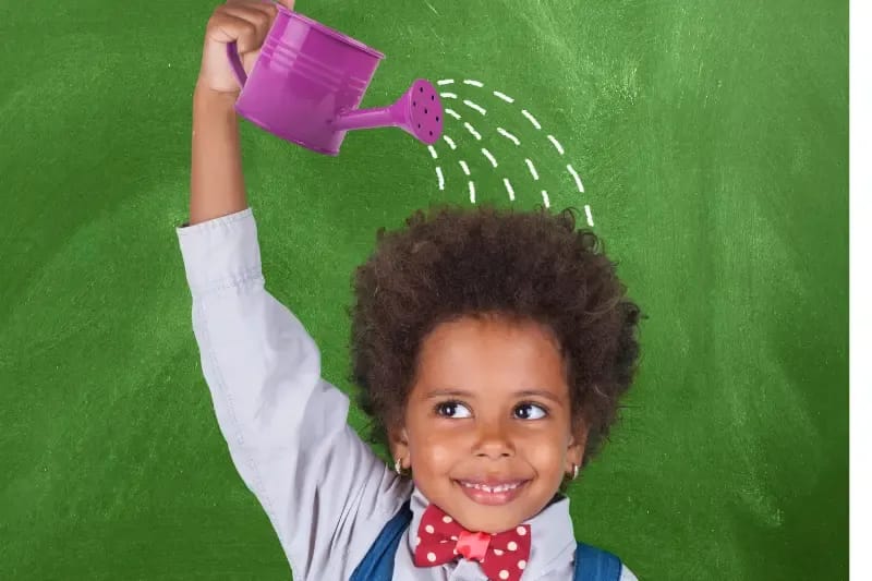 how to grow spiritually showing a cute baby pouring water on her head to grow