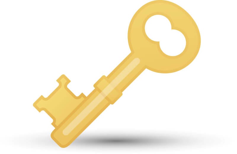 the key of knowledge showing a gold key