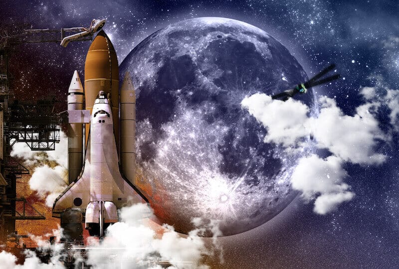 who will go for us showing a rocket ready to launch forth