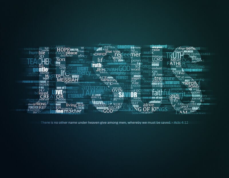 His name is Jesus showing the words of the name Jesus