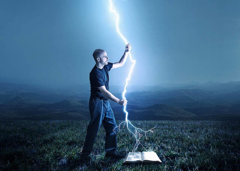 I can Do All Things Through Christ showing a man holding lightning
