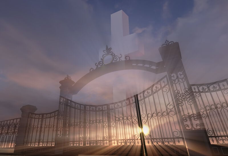 the love of God for Daniel showing a gate and the cross
