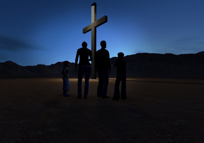 look and live showing a man and his family looking at Jesus