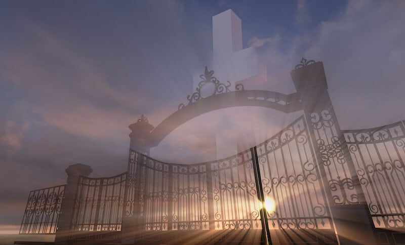 No more hunger showing the gates to a mansion symbolizing heaven