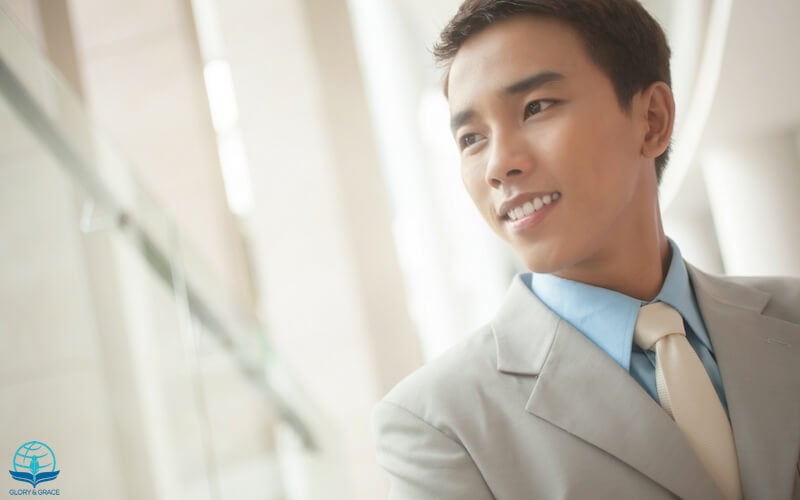 The blessing of God in an asian male