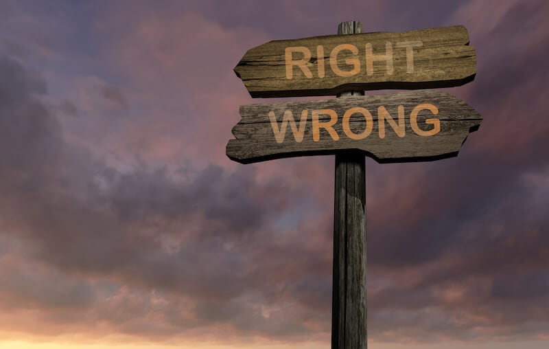 What is the gift of righteousness showing a sign showing right vs wrong