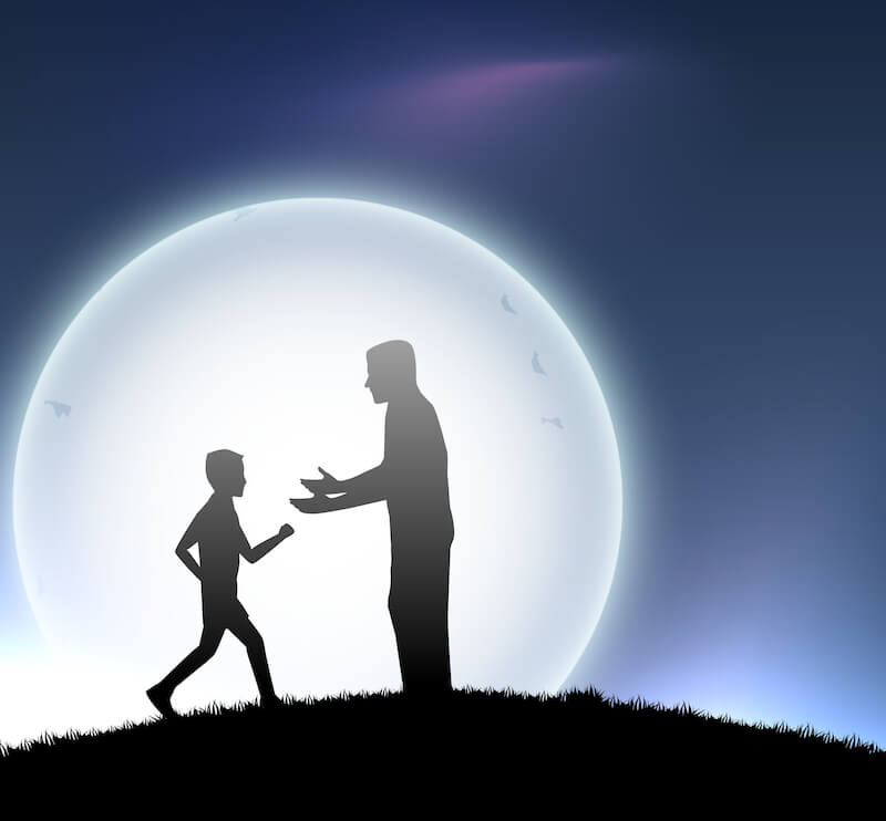 God's adoption showing a father receiving a child running to him