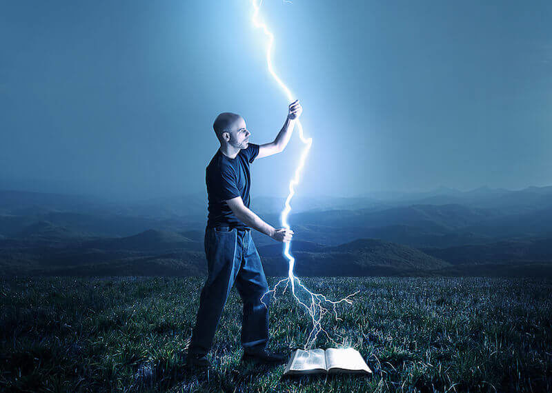 I can Do All Things Through Christ showing a man holding lightning