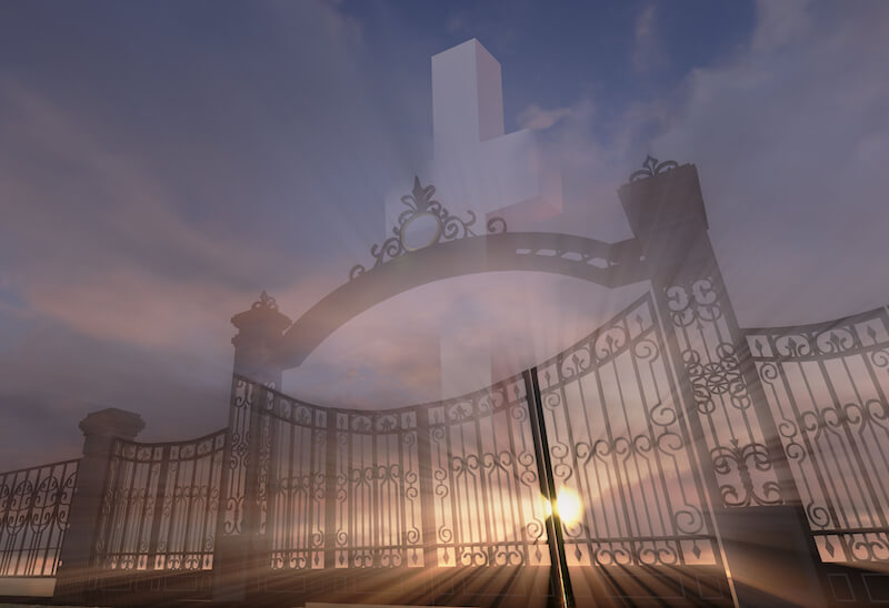 the love of God for Daniel showing a gate and the cross