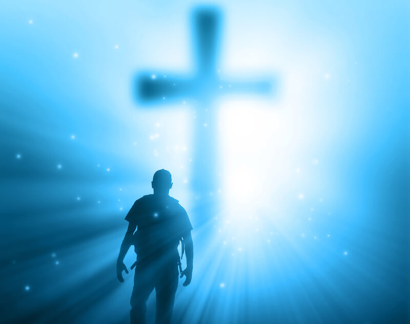 for me to live is Christ showing a man before a cross