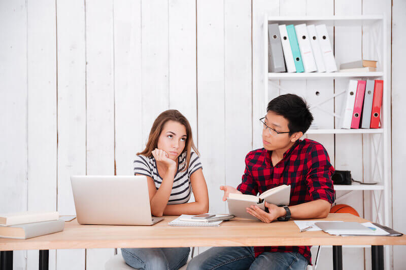 Importance of understanding showing two students