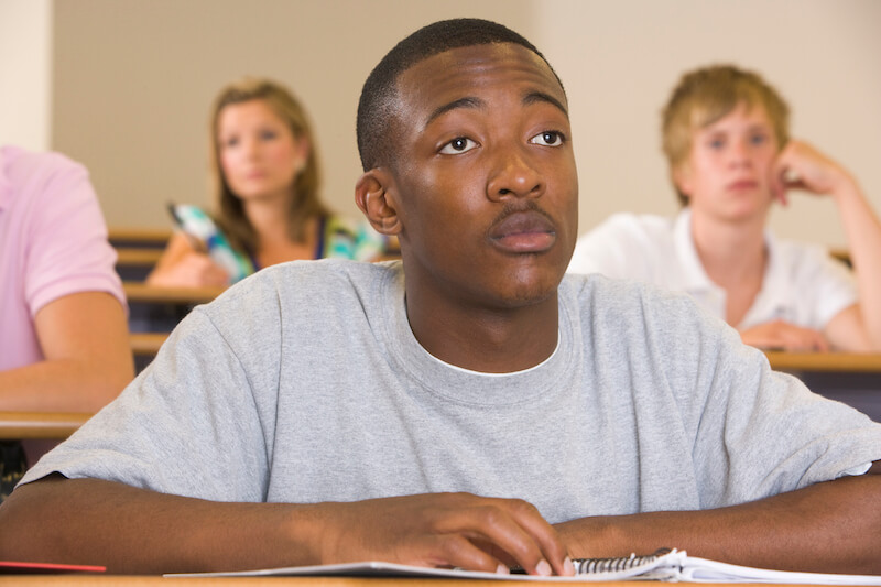 learning Christ in the University of Heaven showing a young man in class