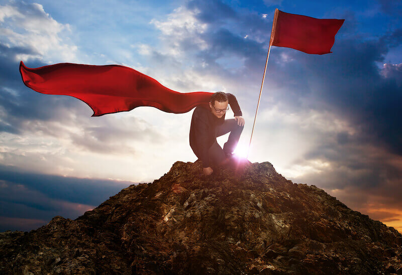 thou shalt do great things and prevail showing a man on mountain top