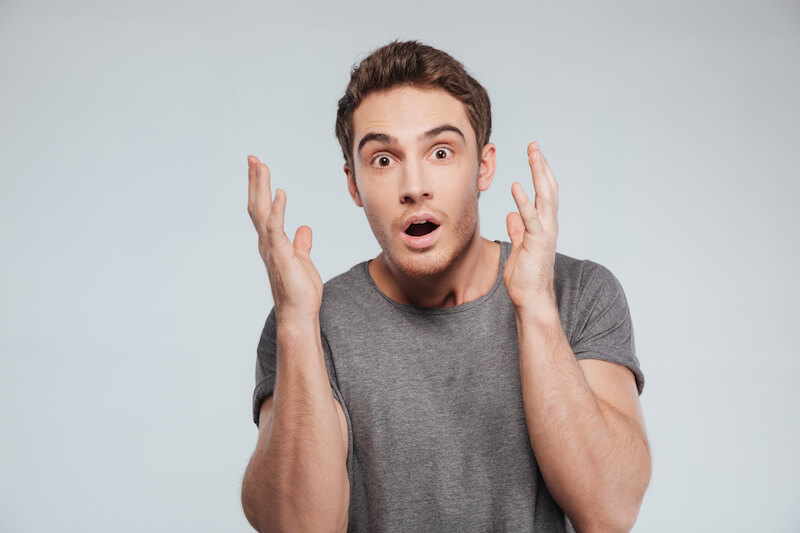 what manner of man is this showing a man that is shocked