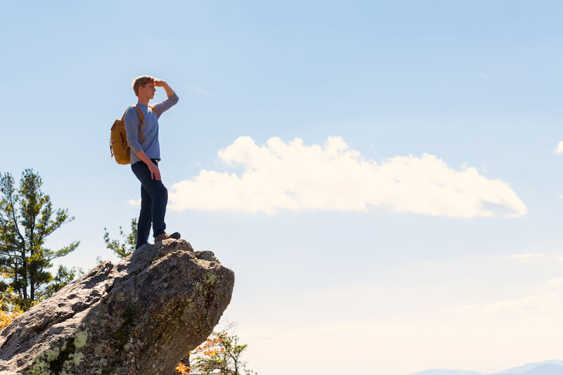 without faith impossible to please God showing a man on a hill looking across