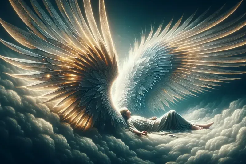 He that dwelleth in the secret place of the most high showing a man sleeping under wings