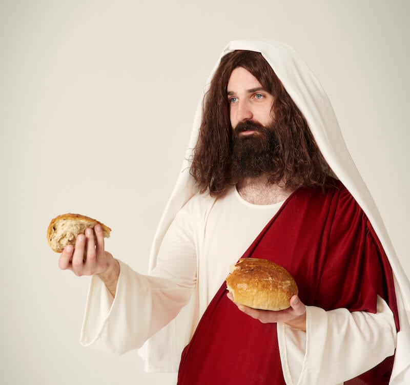 Why Call Ye Me Lord Lord, showing a picture of Jesus breaking bread