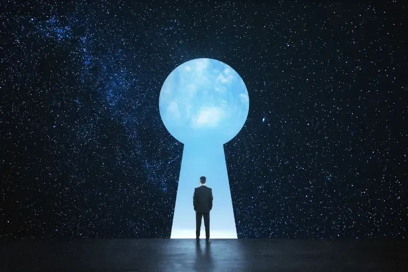 access showing a man with an open door