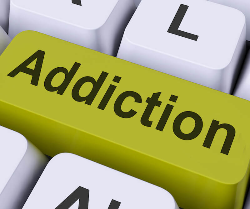 Addiction showing the letters of the word