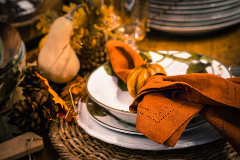 Thanksgiving attitude showing a dinner table