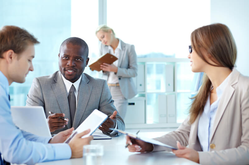believers authority showing a boss talking to his employees