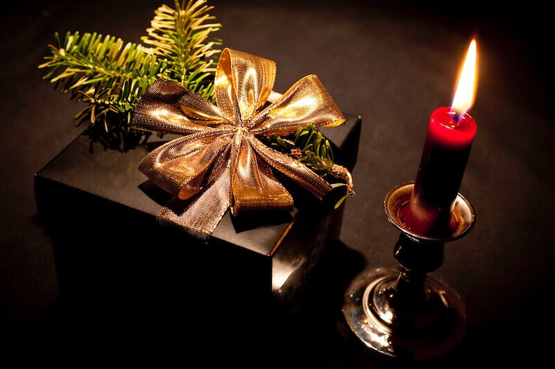 christmas gift showing a gift box