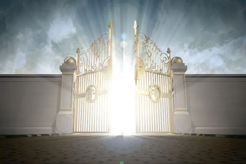 enter his gates with thanksgiving showing an open gate