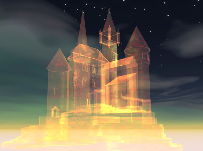 heaven invading earth showing a castle in the sky