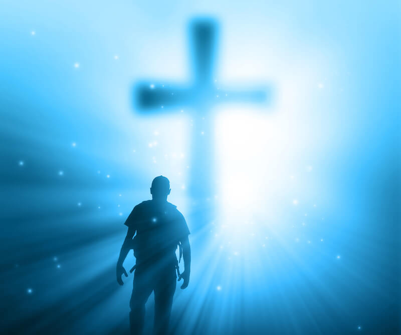 i am Jesus whom thou persecutest showing a man walking to the cross