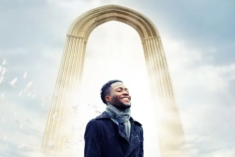 how to increase God's presence showing a happy man in the background of heavenly clouds