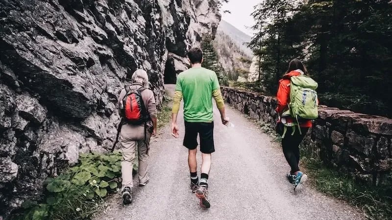 living and walking in the Spirit showing hikers walking
