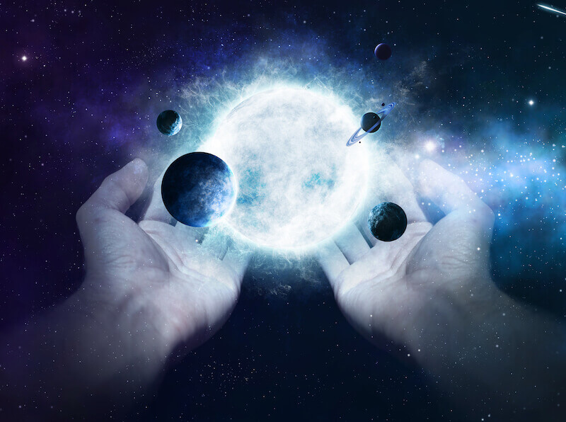 Manifestations of God showing two hands holding the earth