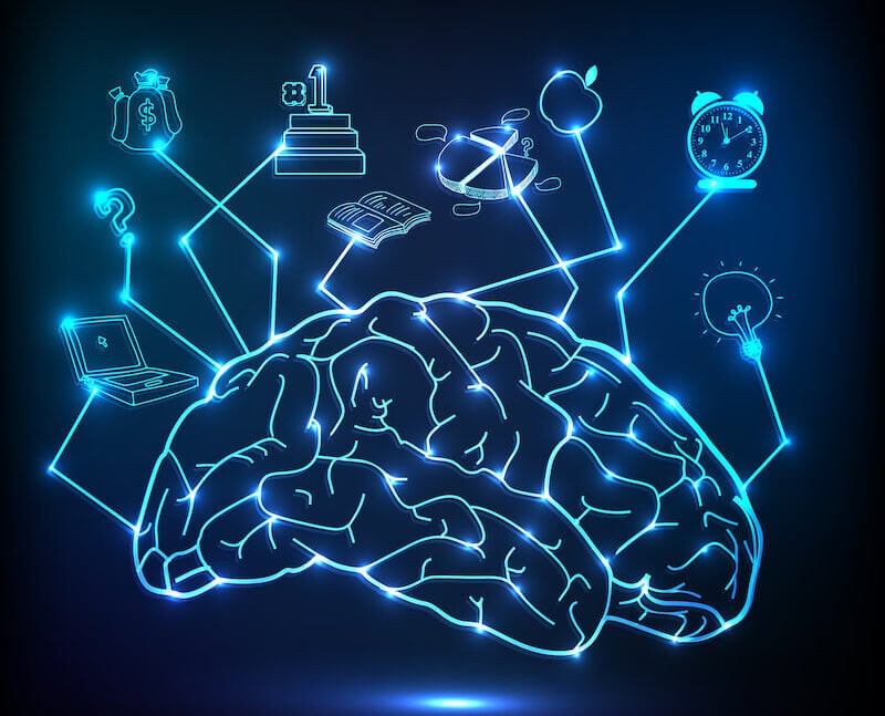 mystery of the human mind showing the brain in dark background