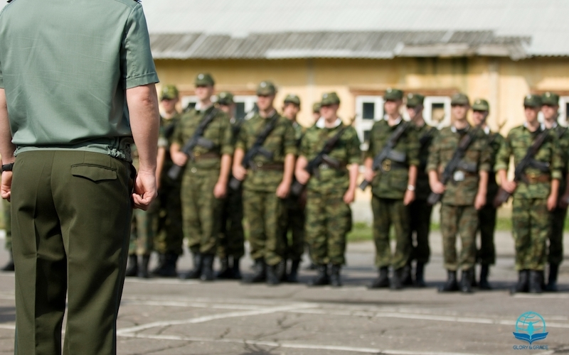 Rebuking demons showing military commander
