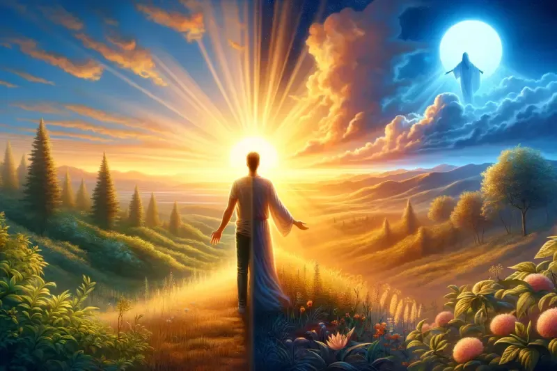 Season of glory showing a man radiating more of the glory of Jesus
