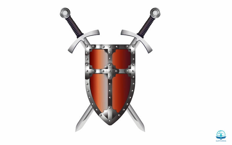 The soul and spirit image showing two swords and a shield