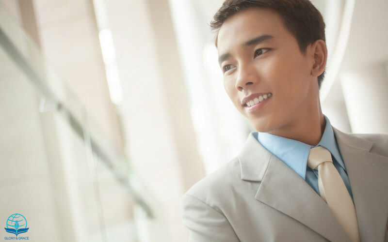 The blessing of God in an asian male