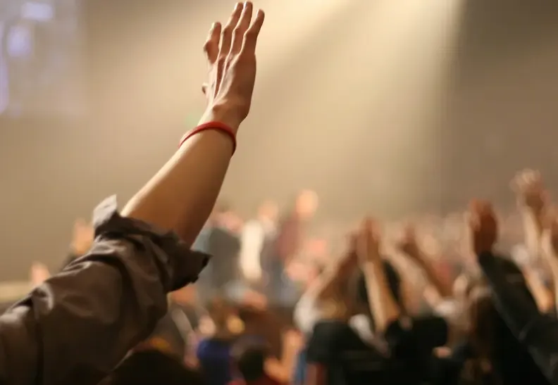 true worship true sanctuary showing a man's heart lifted up