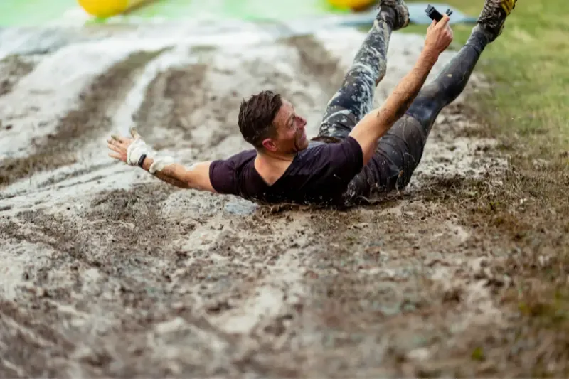 backsliding showing a man falling