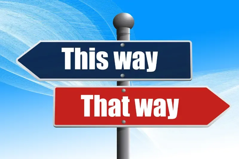 Wisdom is better than weapons of war showing a sign with this way that way